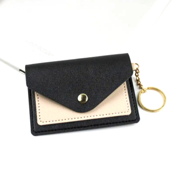 NWT Vegan Leather Two Tone Envelope Flap Card Holder/Keychain - Picture 4 of 4